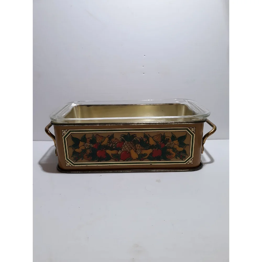 Vintage 1981 Teleflora metal Pyrex 213 loaf pan holder